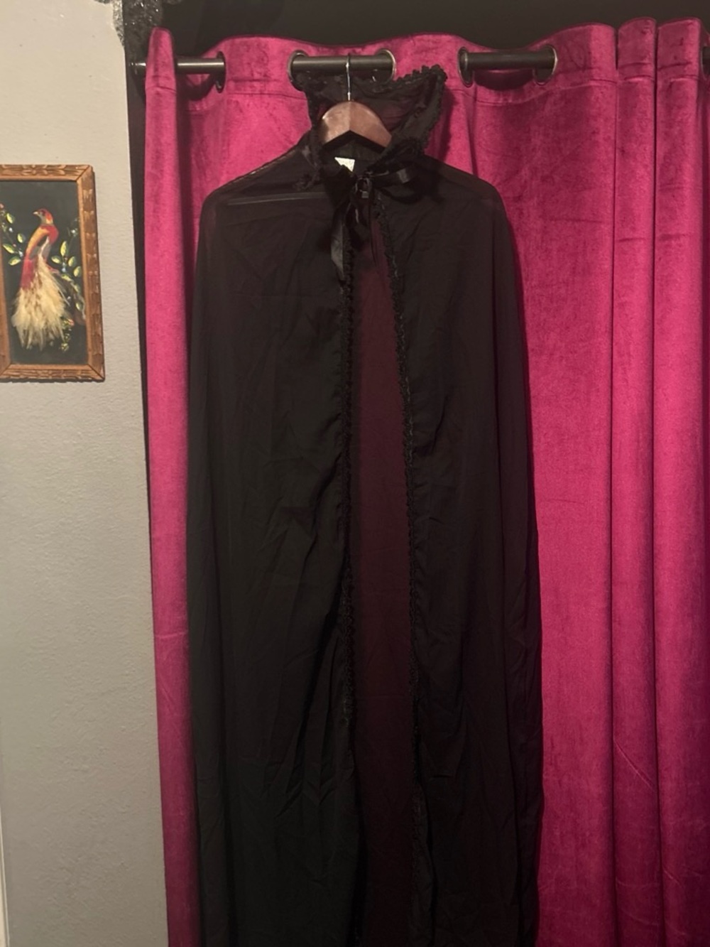 Spirit Black Women's Gothic Cape with Lace Trim